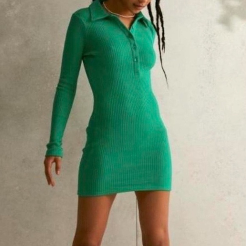 BDG Urban Outfitters Vibrant Green Ribbed Body-con Dress